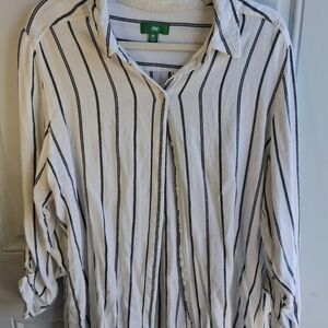 dip White Button-Down Shirt with Black Stripes